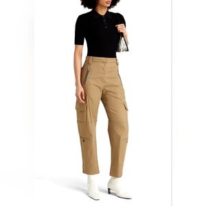 PROENZA SCHOULER Jackson Stretch Cotton Twill Cargo Pants In Khaki US 6 Org $690